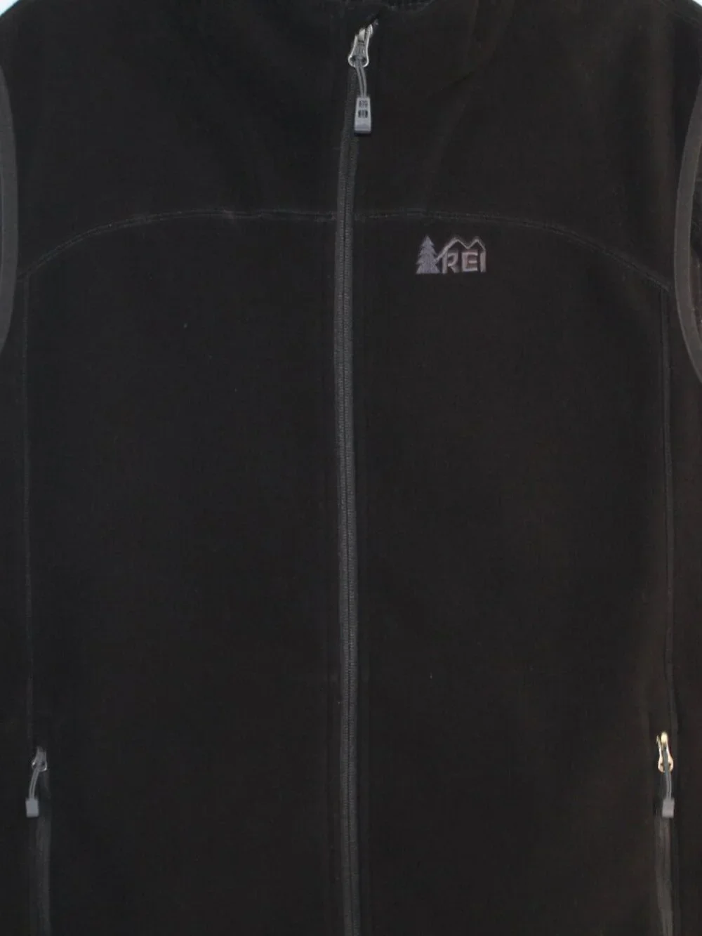 REI mens fleece vest size XXL black full zip front sleeveless mock neck outdoor